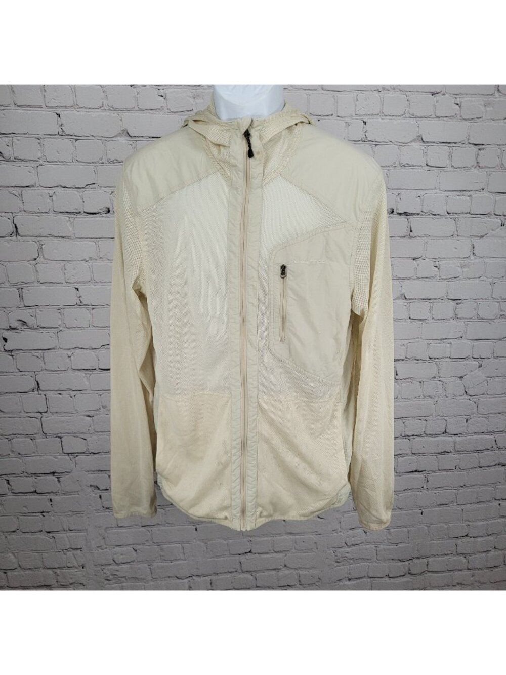ExOfficio Beige Insect Shield Repellent Lightweight Hooded Zip Jacket Medium M